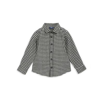 Boys Black Checkered Long Sleeve Shirt